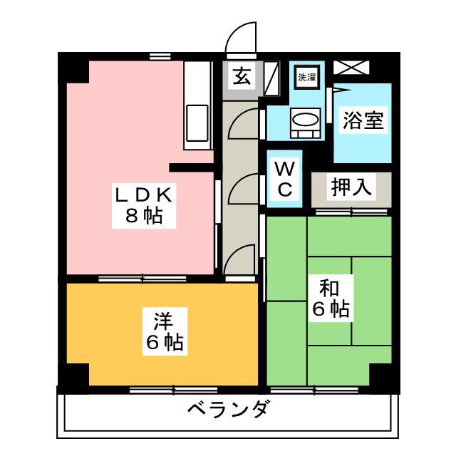 ジュネスSHIMABE(2DK/1階)の間取り写真