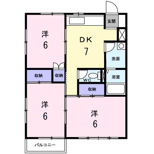 ファミール B(3DK/2階)の間取り写真