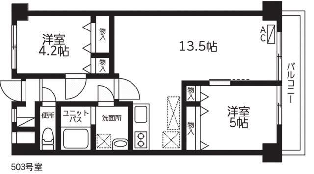 富士見ハイツ大森(2LDK/5階)の間取り写真