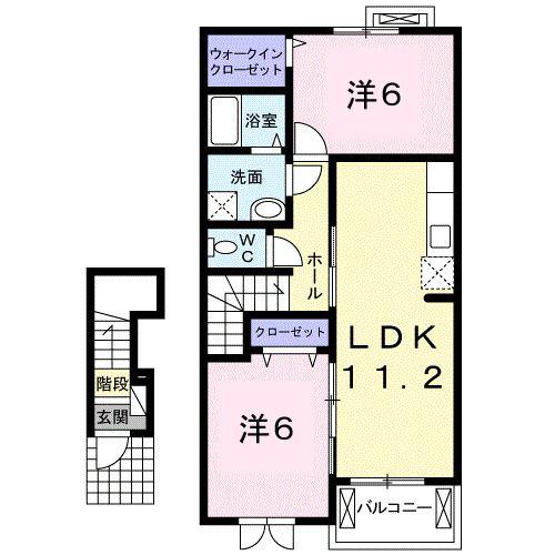 アンジェリカーレ(2LDK/2階)の間取り写真