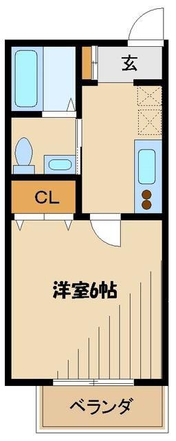 サンデリアーナ(1K/1階)の間取り写真