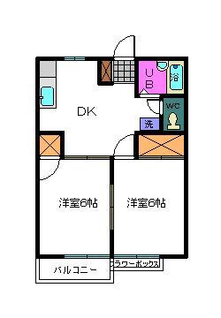 イムーブル長通B(2DK/2階)の間取り写真