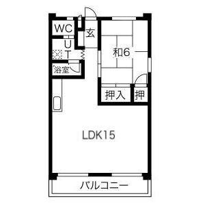 マンションフラワー(1LDK/3階)の間取り写真
