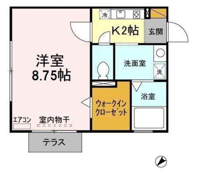 東京メトロ東西線 妙典駅 徒歩8分 2階建 築23年(1K/1階)の間取り写真