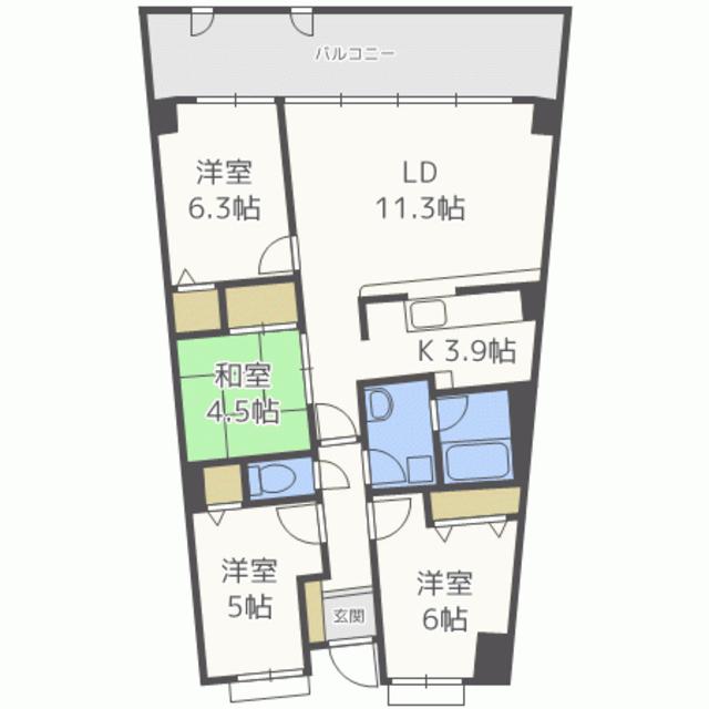 アイランドシティインフィニガーデンサウス棟(4LDK/8階)の間取り写真