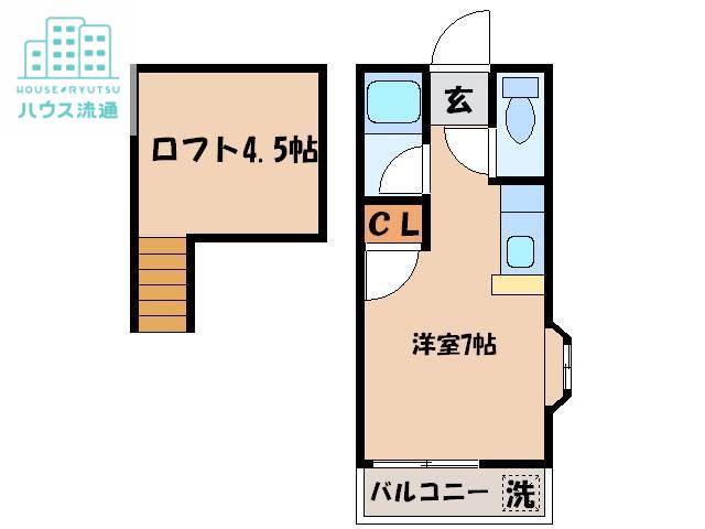 アメニティドア(ワンルーム/2階)の間取り写真