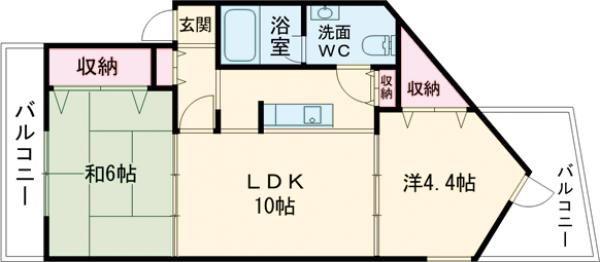 ソレイユ王塚台(2LDK/1階)の間取り写真