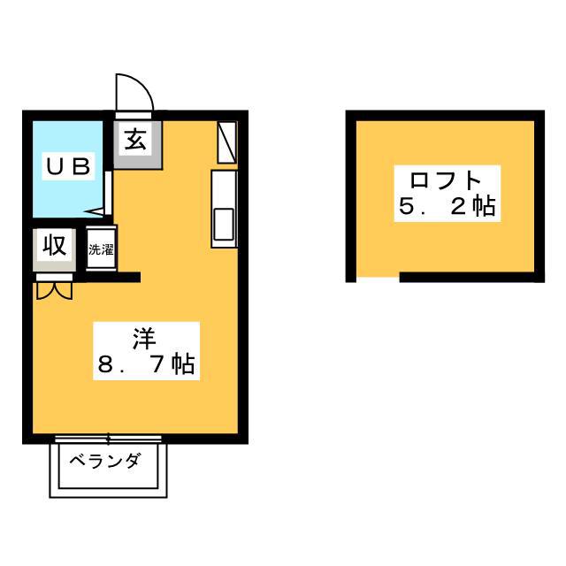 アルコープ笹野台(ワンルーム/2階)の間取り写真