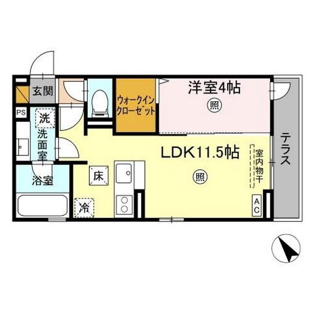ラヴィエベル(1LDK/1階)の間取り写真