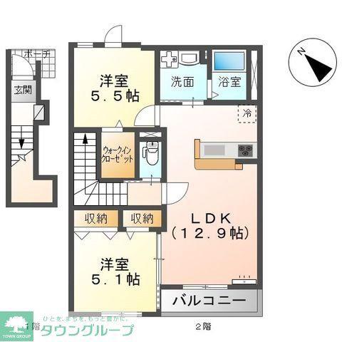 コスモス(2LDK/2階)の間取り写真