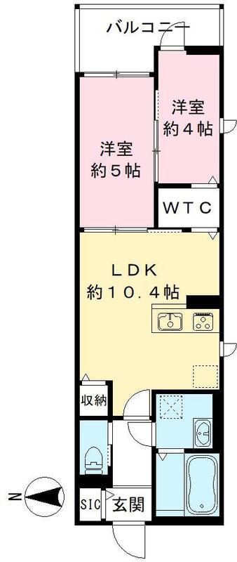 仁王門ビレッジ(2LDK/3階)の間取り写真