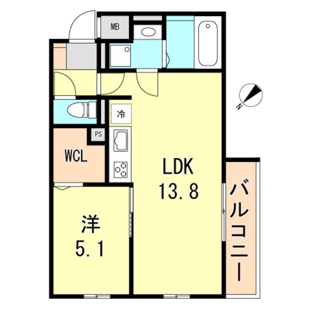 アパルトマン大倉山(1LDK/2階)の間取り写真