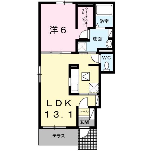フェリーチェ丸亀(1LDK/1階)の間取り写真