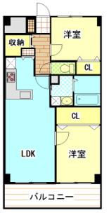 ポルテカヴァッロ(2LDK/1階)の間取り写真