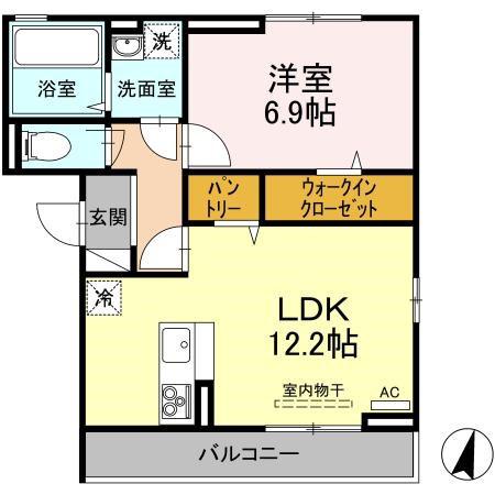 アルテール新和 B棟(1LDK/2階)の間取り写真