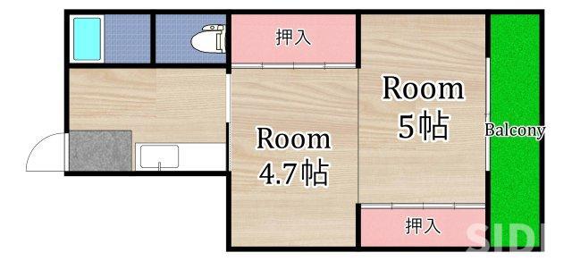 GIGI HOUSE KYOBASH(2K/2階)の間取り写真