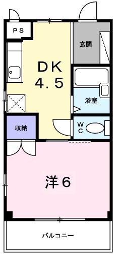 イエストプレイス(1DK/2階)の間取り写真