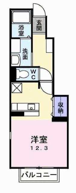 エスターブレA(ワンルーム/1階)の間取り写真