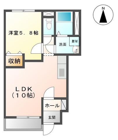 ネオハイツ高久(1LDK/1階)の間取り写真