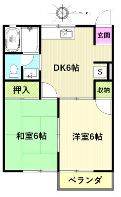 ドエル安斉(2DK/2階)の間取り写真