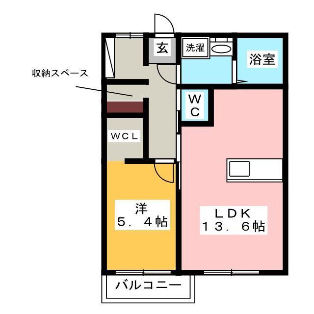ネオフルール(1LDK/2階)の間取り写真