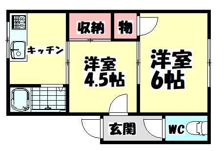 リメイン和泉II(2DK/1階)の間取り写真