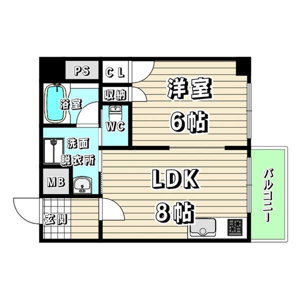 中京第3ビル 民泊NG・事務所使用OK(1LDK/4階)の間取り写真