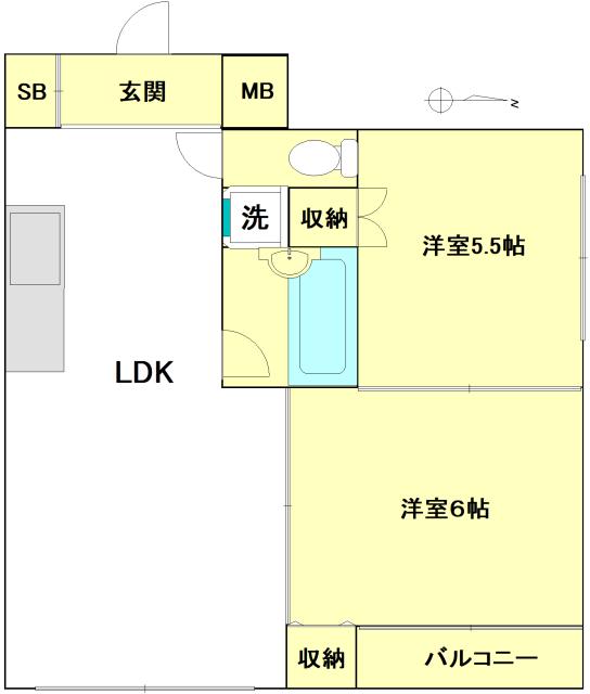 西新宿8マンション(2LDK/2階)の間取り写真