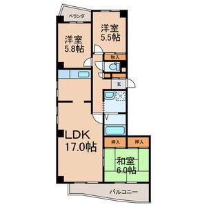 カサブランカ(3LDK/6階)の間取り写真
