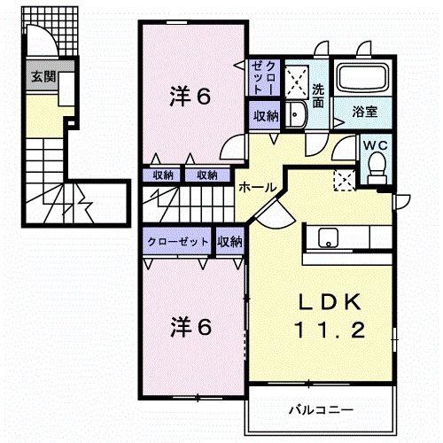 コートデイジーA(2LDK/2階)の間取り写真