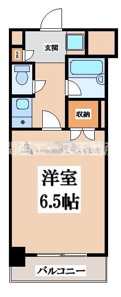 ライズィングサン(1K/4階)の間取り写真