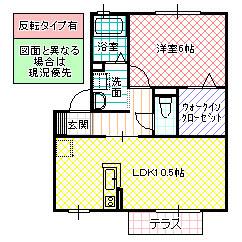 パルモアI(1LDK/1階)の間取り写真