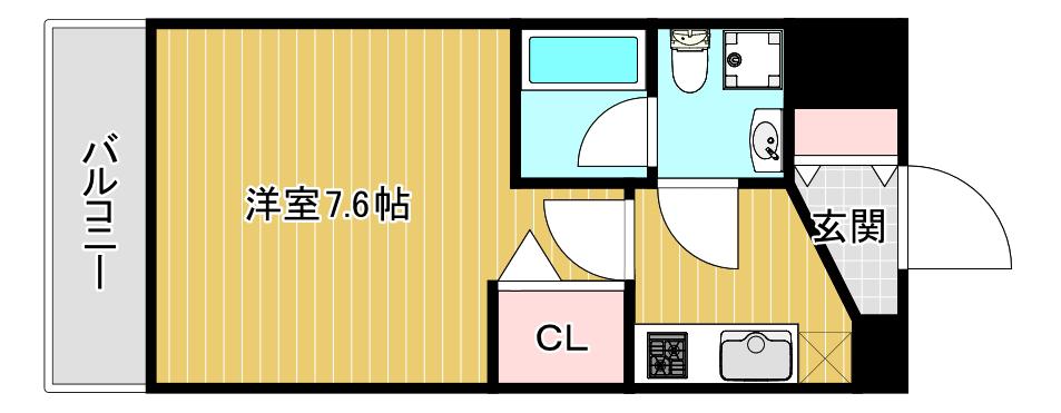 メゾンキコー難波南(1K/7階)の間取り写真