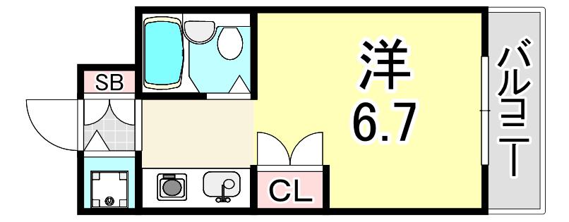 ジョイフル鳴尾(ワンルーム/2階)の間取り写真