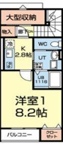 グラッセIII(1SK/2階)の間取り写真