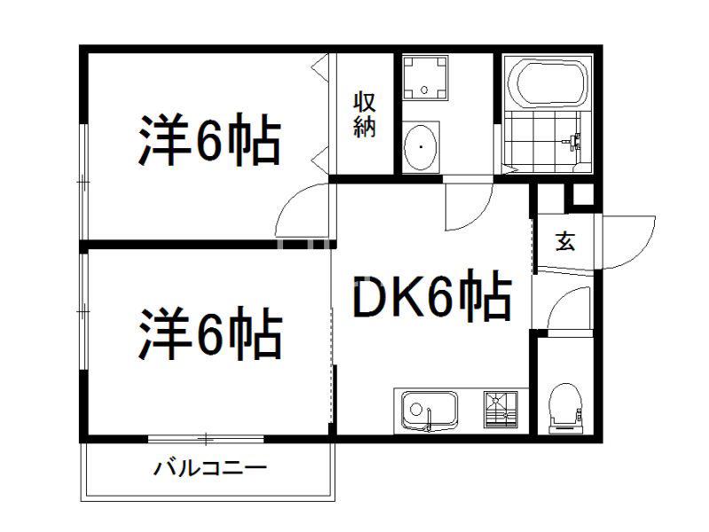 NOA墨染(2DK/2階)の間取り写真
