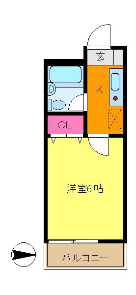 メゾンドリーム1号館(1K/2階)の間取り写真