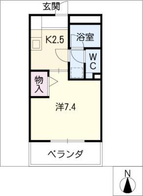 フォレストサイド(1K/2階)の間取り写真