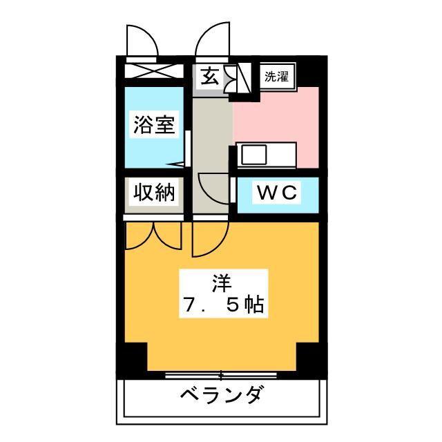 サンライズヒルズ(1K/2階)の間取り写真