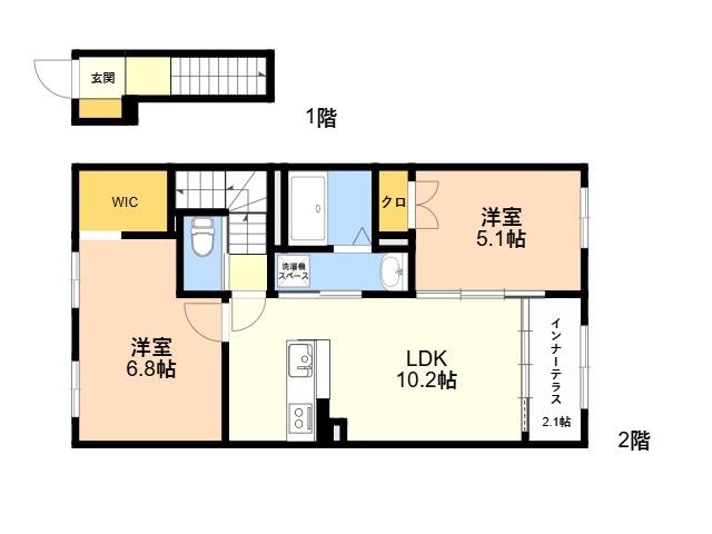 URBAN STAGEA春日1(2LDK/2階)の間取り写真
