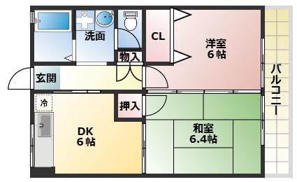 パークサイドマンション(2DK/2階)の間取り写真