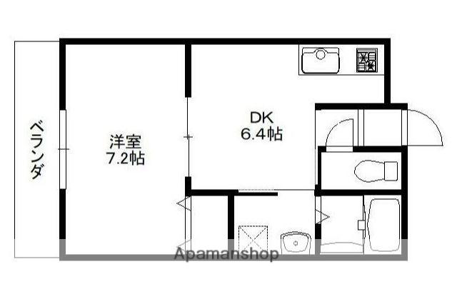 シンケンビル船越(1DK/1階)の間取り写真