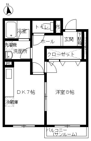 グラン・シャリオ(1DK/1階)の間取り写真