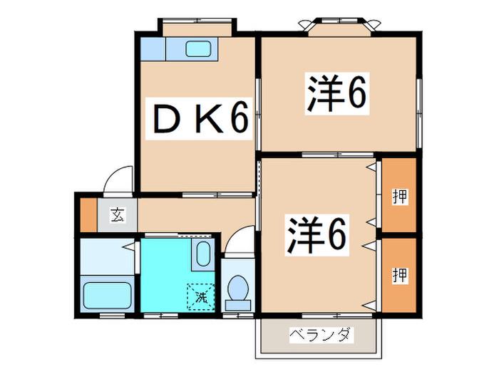ブランドールカマクラ(2DK/2階)の間取り写真