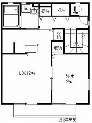 プチフルール I(1LDK/2階)の間取り写真