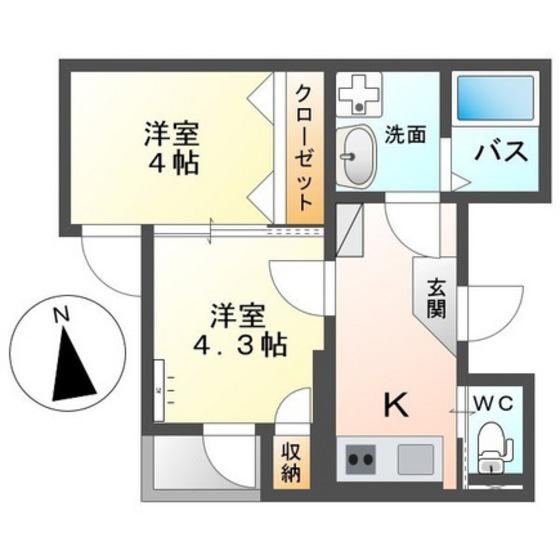 グランディール・HATADA(2K/5階)の間取り写真