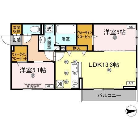 コンフォリア木太(2LDK/3階)の間取り写真