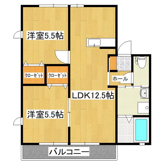 サングリーンB(2LDK/2階)の間取り写真