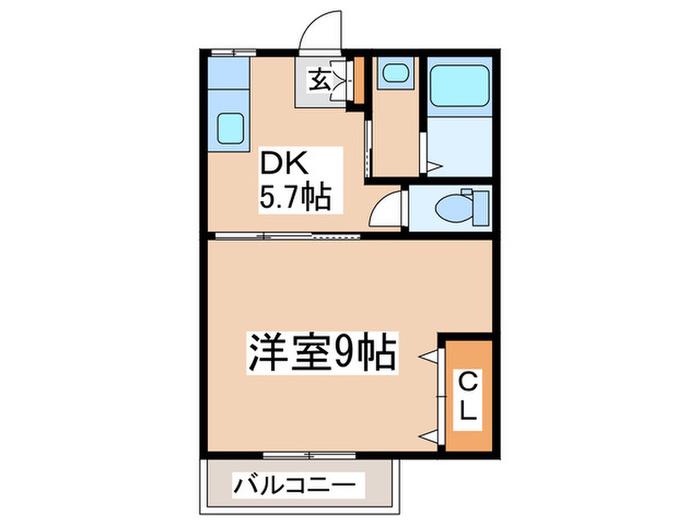 スカイガーデン(1DK/1階)の間取り写真