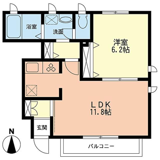 マサナサイドII(1LDK/1階)の間取り写真